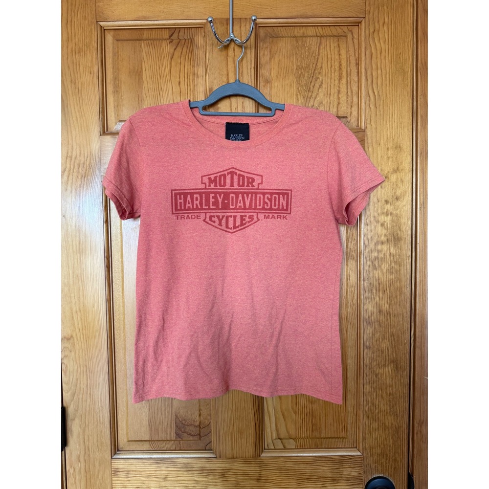 Harley-Davidson Museum Womens T-Shirt Medium Coral Pink Graphic Tee Milwaukee WI